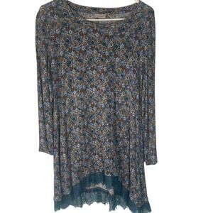 Logo Layers By Lori Goldstein Women's Medium Floral Lace Long Sleeve Top